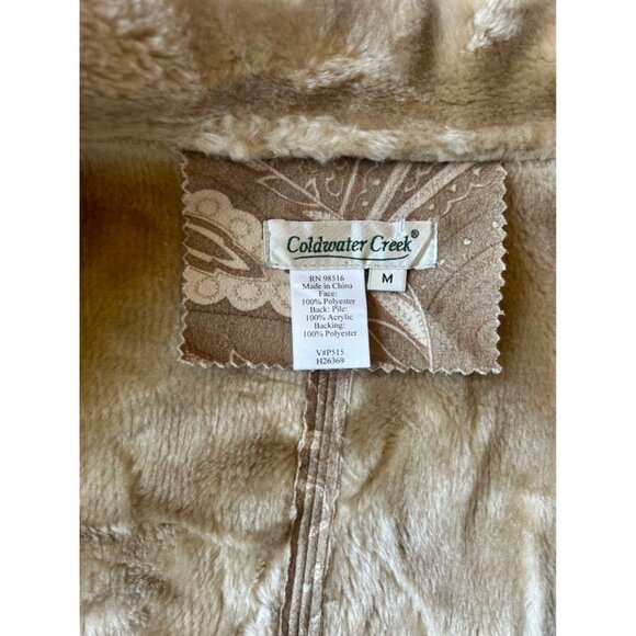 Coldwater Creek Womens Faux Fur Trimmed Sleeveless Vest Beige/Tan Medium - Picture 2 of 9